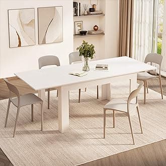 Easy, Extendable Dining Table, 55.1(86.6) x35.4 in, Ashwood White, Made in Italy