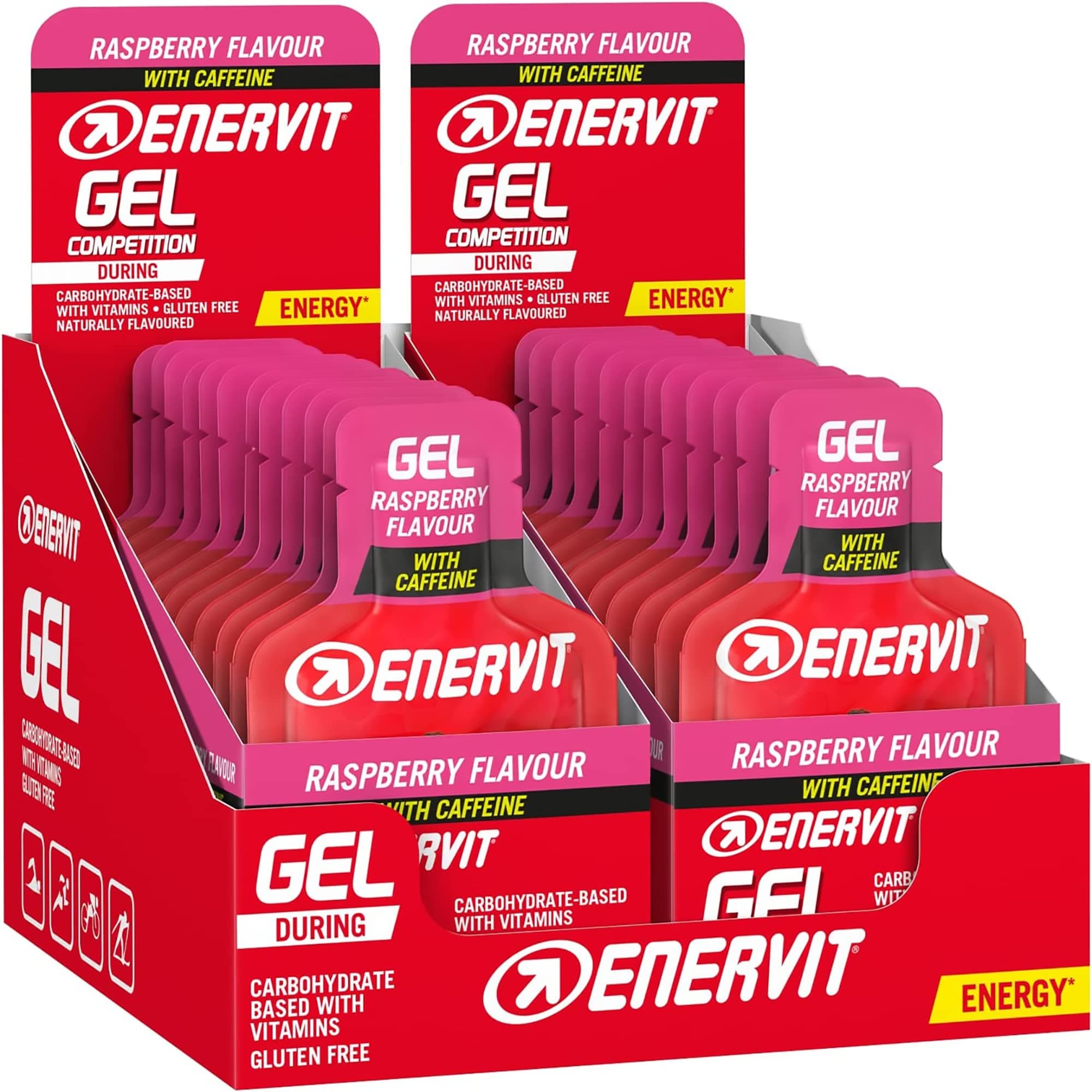 Enervit Energy Gel, 24 x 25ml, Raspberry with Caffeine