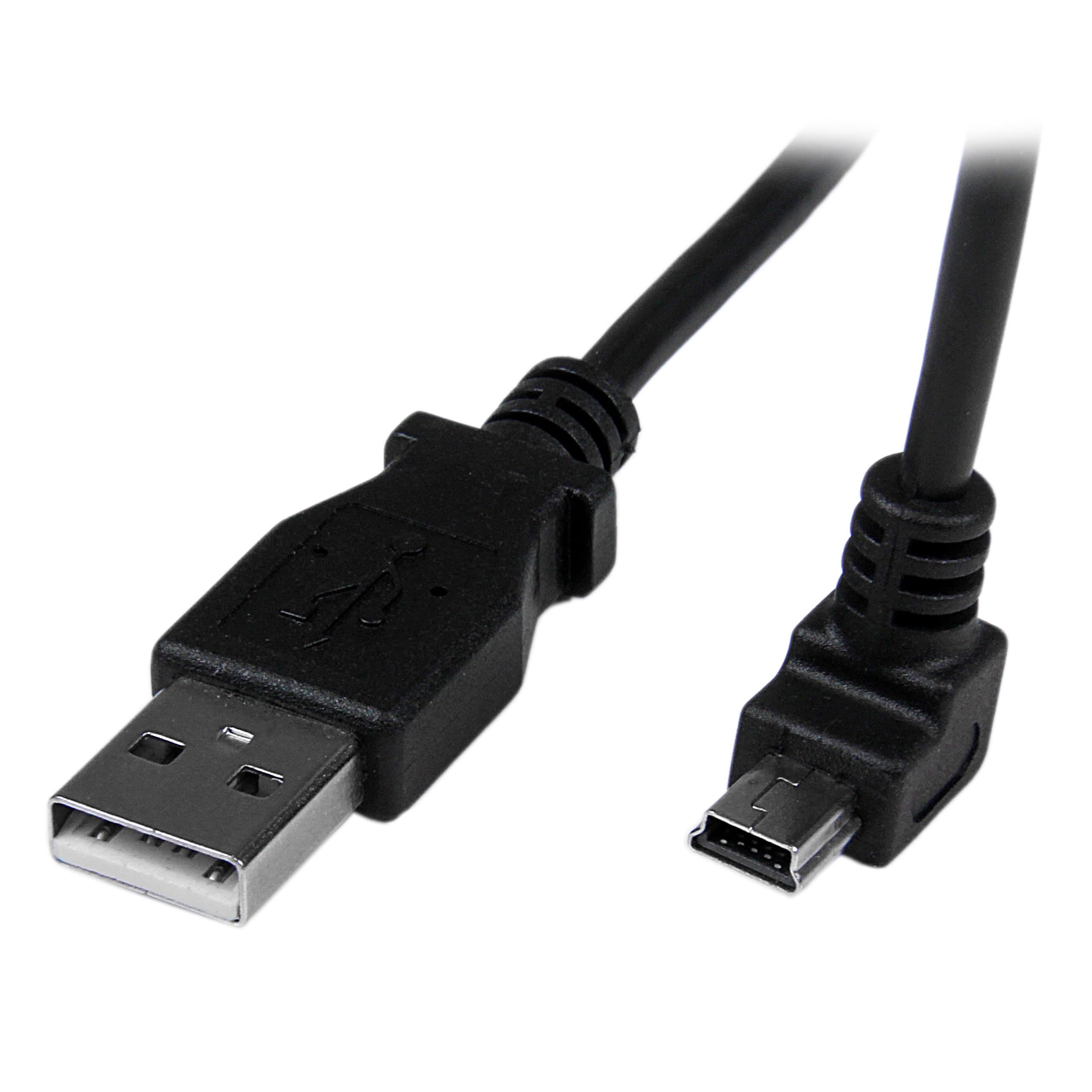 StarTech.com Down Angle Mini USB Cable - 2m - Black - USB A to Mini USB B - USB to Mini USB Cable - Mini USB Charger - USB A to Mini B (USBAMB2MD)