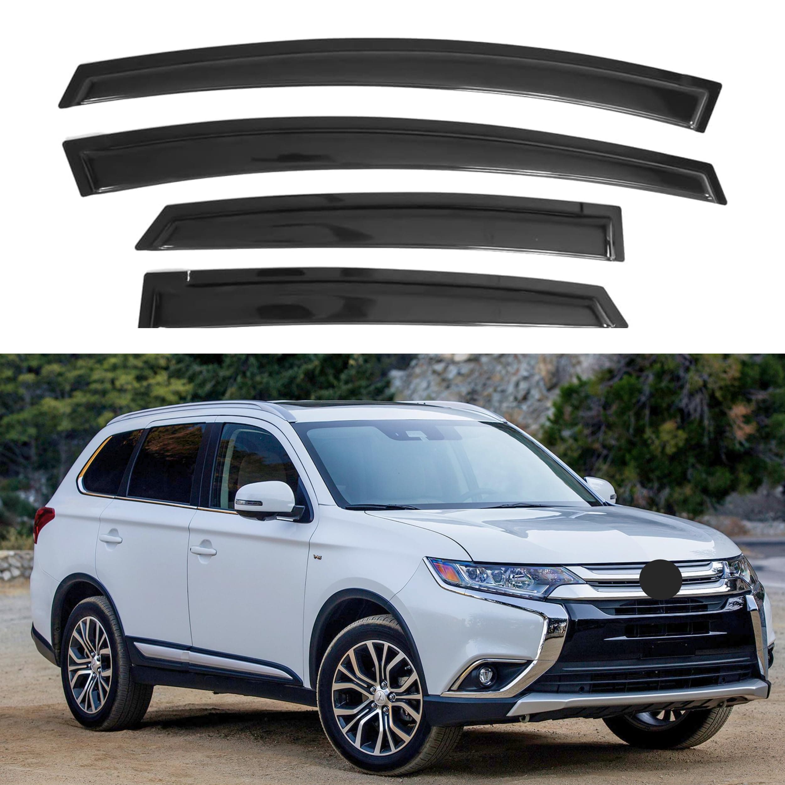 IG Window Visors Fit for 2014-2021 Mitsubishi Outlander, Out-Channel Rain Guards Vent Wind Deflectors 4PC, Car Accessories for 14-21 Outlander (Excludes Sport Model)
