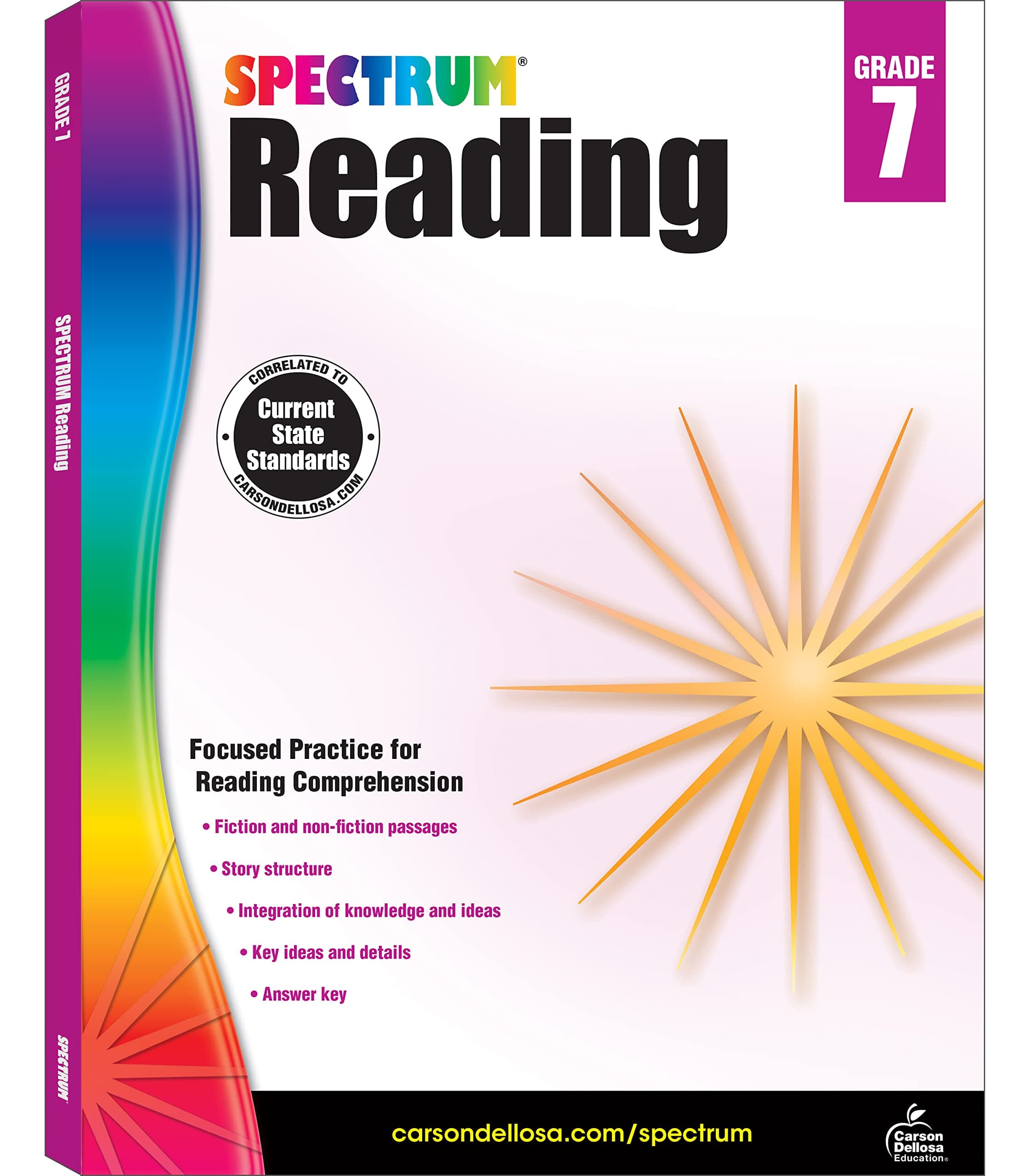 Spectrum Reading Comprehension Grade 7, Ages 12 to 13, 7th Grade Reading Comprehension Workbooks, Nonfiction and Fiction Passages, Analyzing and Summarizing Story Structure - 160 Pages