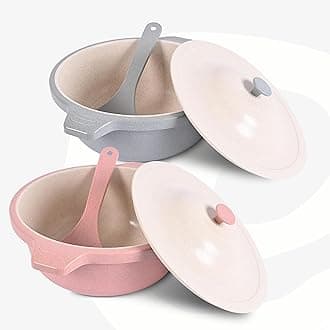 Eha Earth Friendly Serving Bowls with Lid | Microwave Safe | Made with Rice Husk and Bamboo Fibers | 2500 ml Each | Set of 2 | Azure-Innocent