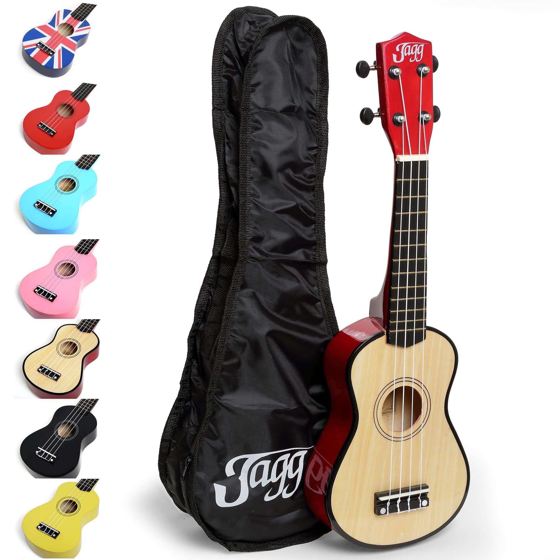 Jagg Traditional Soprano Ukulele with Bag Uke (Natural)