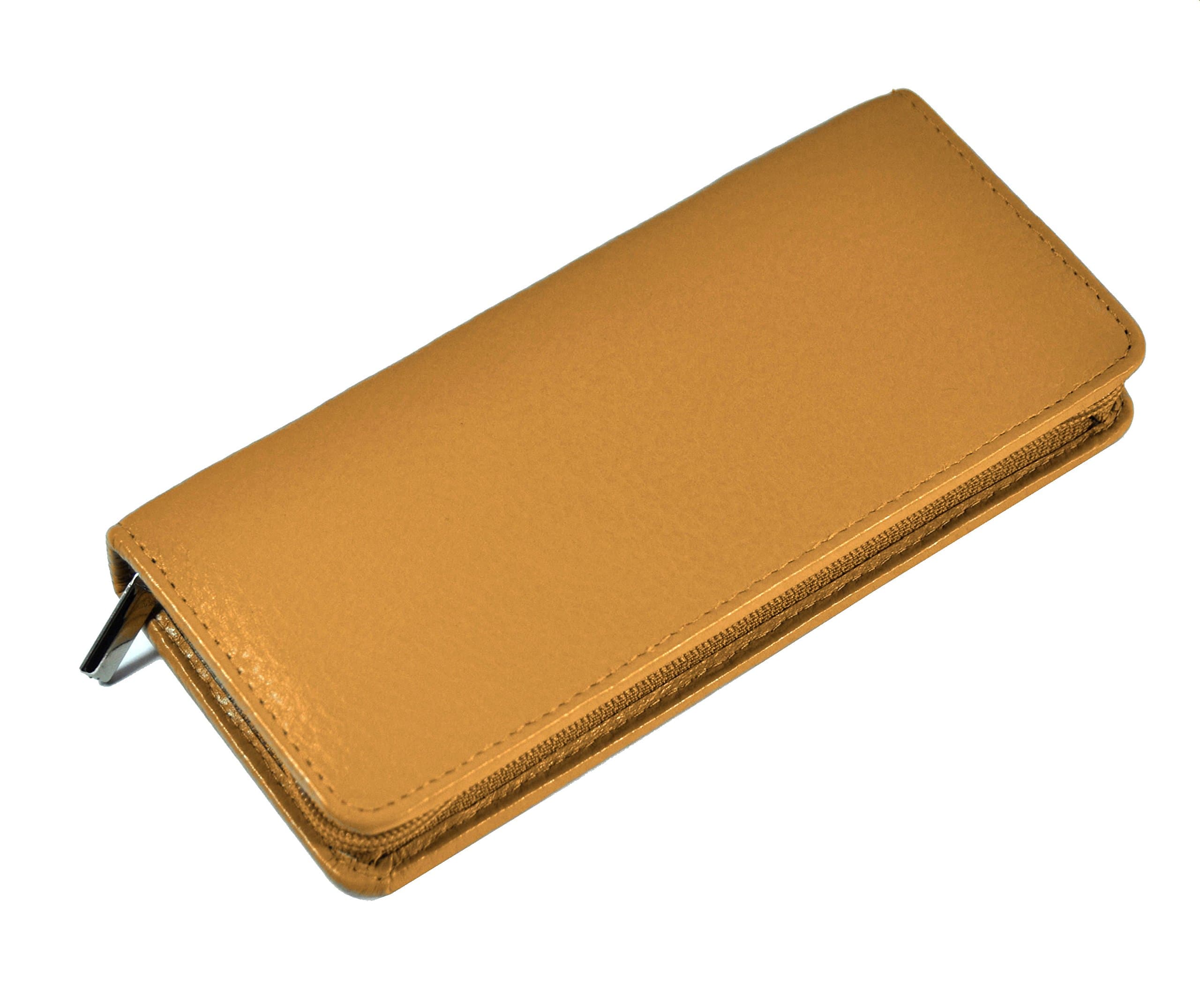 Leather Pencil Case Pen Case For 3 Pens with Zip Hans Kniebes Floater Full-Grain Leather Sandbeige