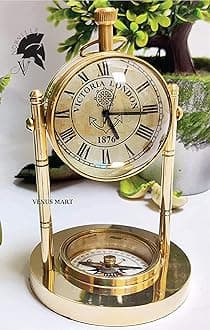 NORVILLE® Antique Brass Table Clock VintageTable Clock Watch for Study Table, Decor, Office Desk, Home Decor, Gift Item