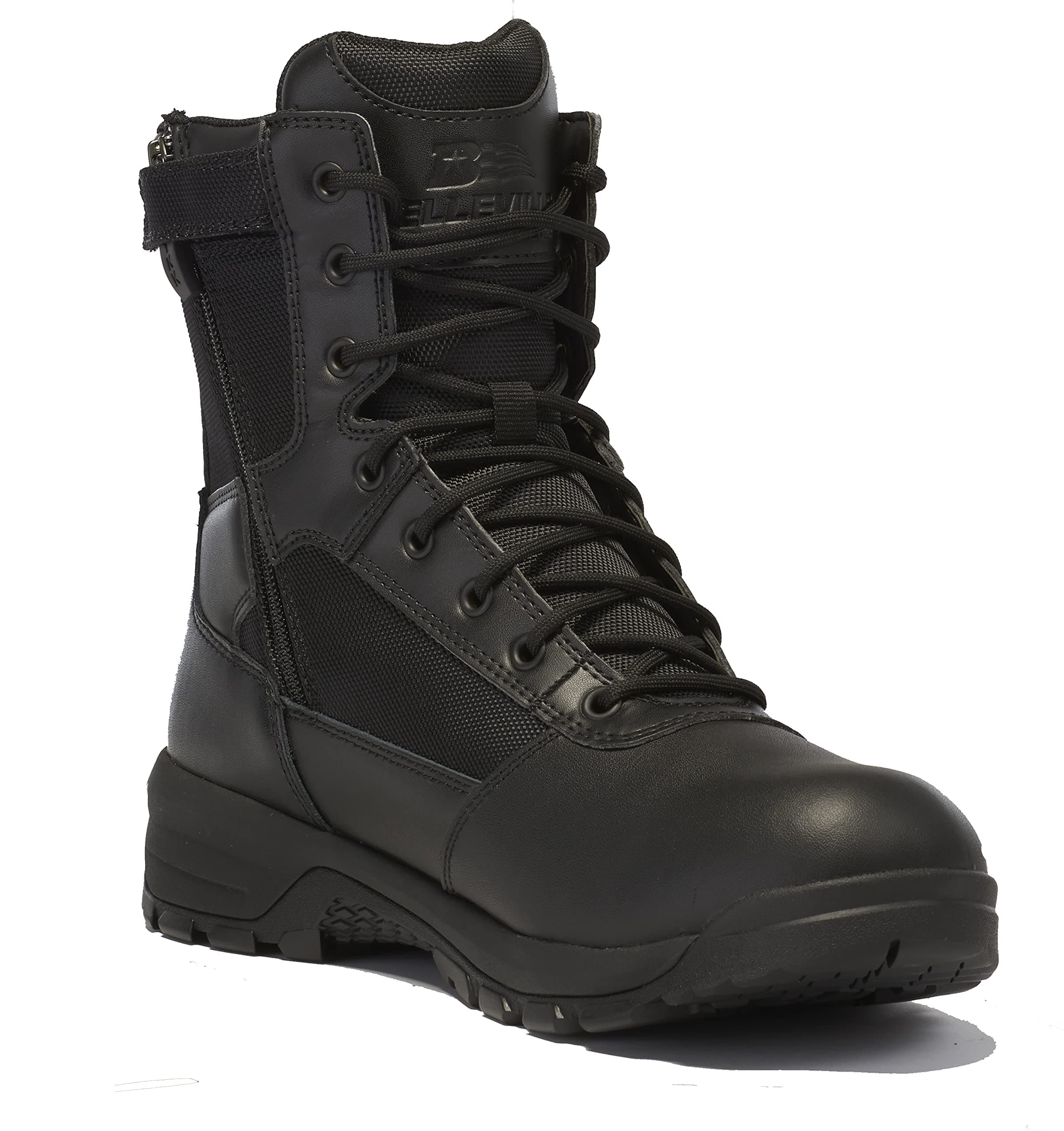 Belleville Spear Point BV918Z 8 Tactical Boots for Men - Quick-Zip Military Boots - Non Slip Shoes - EVA Midsole Black Footwear - Side-Zip Closure - Military-Grade Durability