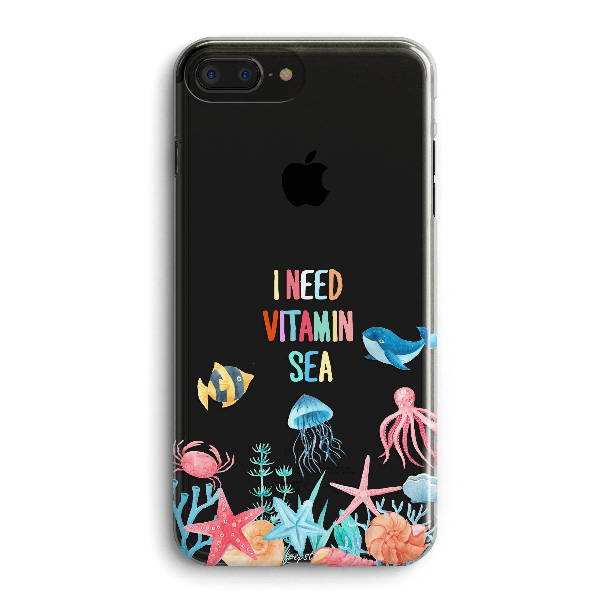 iPhone 6s Case,iPhone 6 Cute Case,Girls Seaworld Whale Starfish Saying I Need Vitamin Sea Ocean Anemone Fish Shells Octopus Summer Clear Rubber Case Compatible for iPhone 6s/iPhone 6