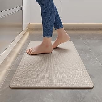 Kitchen Mats for Floor, Super Absorbent Kitchen Rugs Non Slip Washable, Soft Imitation Linen Braided Kitchen Runner Rug, Standing Mat Kitchens Sink Mat, Easy to Clean, Beige 17x30