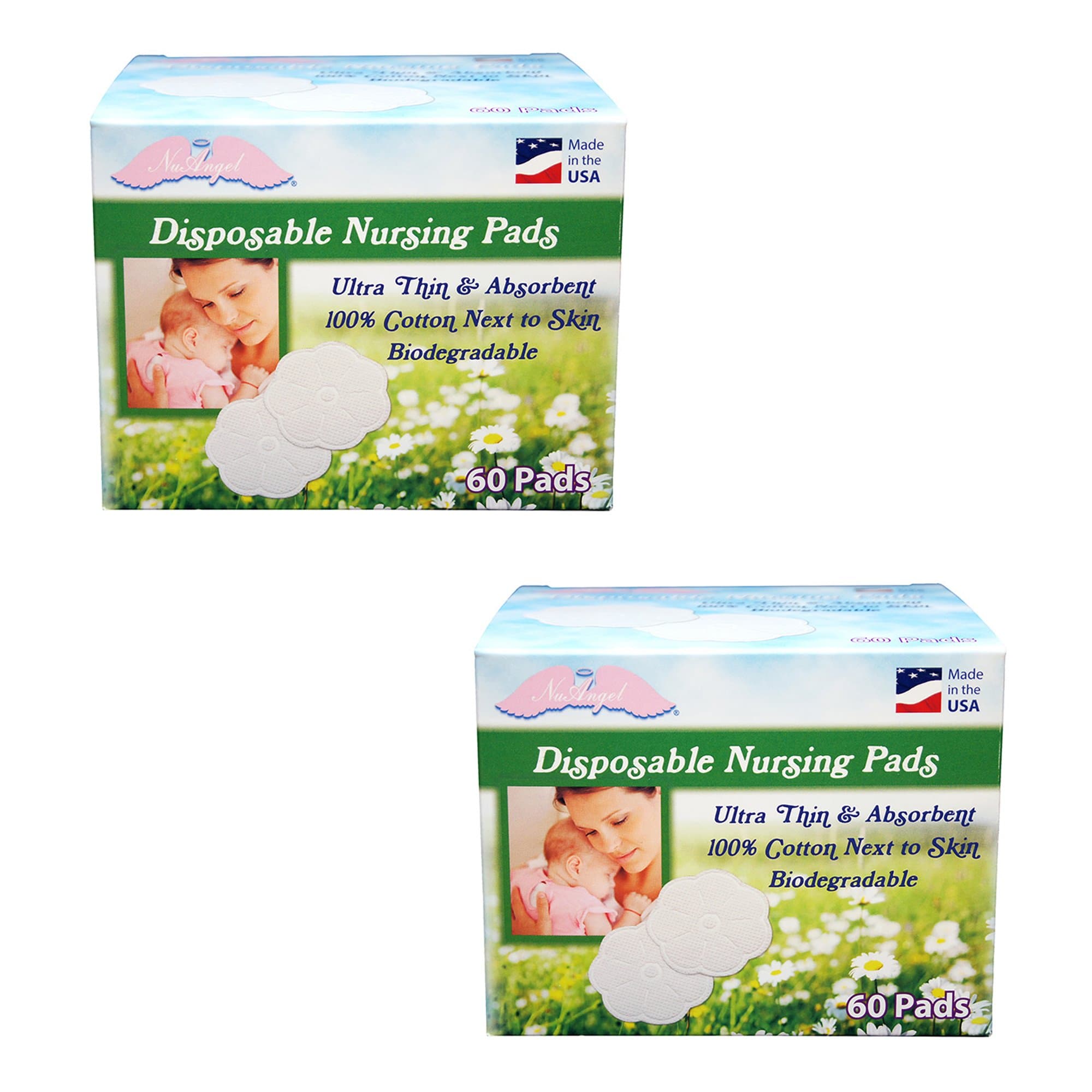 All-Natural Cotton Biodegradable Cotton Nursing Pads, 120 Count