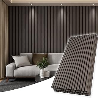2PCS Wood Wall Panels, 3D Fluted Sound Absorbing Slat Wall Paneling in Walnut, Wood Finish Sound Proof for Wall and Ceiling 47.2" x23.6"/ Sheet