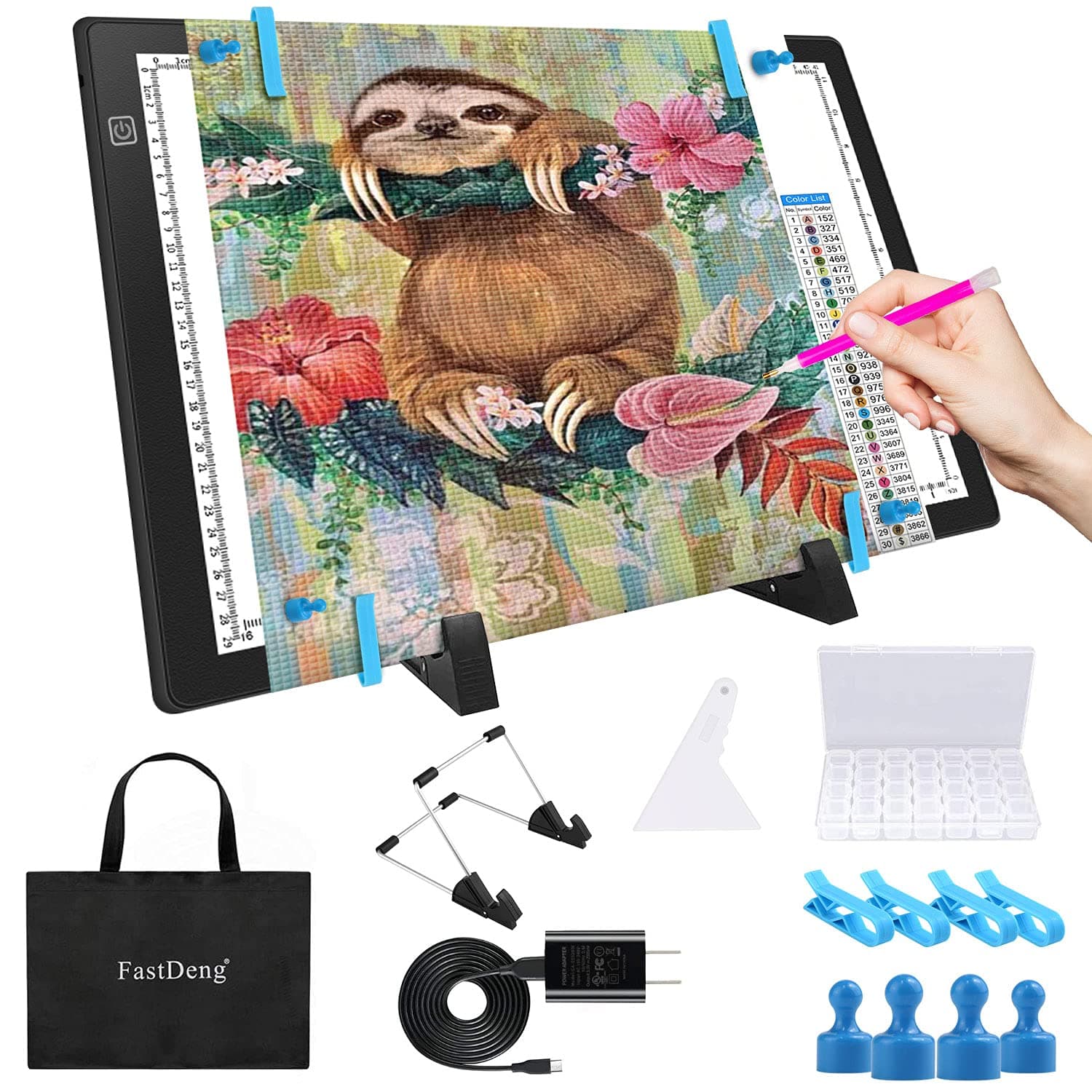 A3 Magnetic Light Pad - Portable Tracing Light Box for Drawing - Professional Light Table with 4 Magnets, 0.27“ Ultra-Thin Light Board with a Matching Bag & USB Cable for Diamond Painting, X-ray View