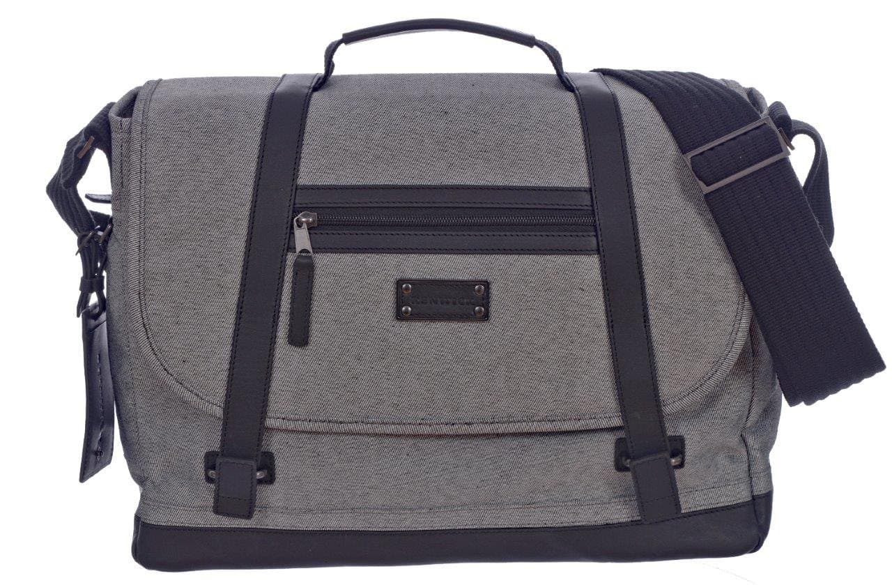 Renwick Treated Canvas & Leather Messenger Shoulder Bag with RFID protection (Grey)