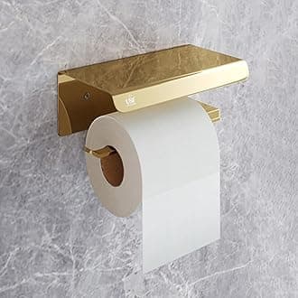 USF Bath Accessories 2 Piece Toilet Paper Roll Holder for Bathroom, 304 Stainless Steel Toilet Paper Holder in Bathroom, Toilet Tissue Roll Holder for Bathroom, Bathroom Accessories(Gold, Square)
