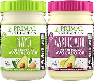 Mayo Made with Avocado Oil, No Soy or Canola Oils, Variety Two Pack, Original & Garlic Aioli, 12 Ounces, Pack of 2