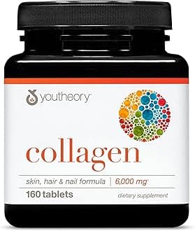 Youtheory Advanced Collagen with Vitamin C - 6,000 mg Hydrolyzed Collagen Peptides & Amino Acids - Hair, Nails, Joints & Bones Support - 160 Tablets (26-Day Supply)*