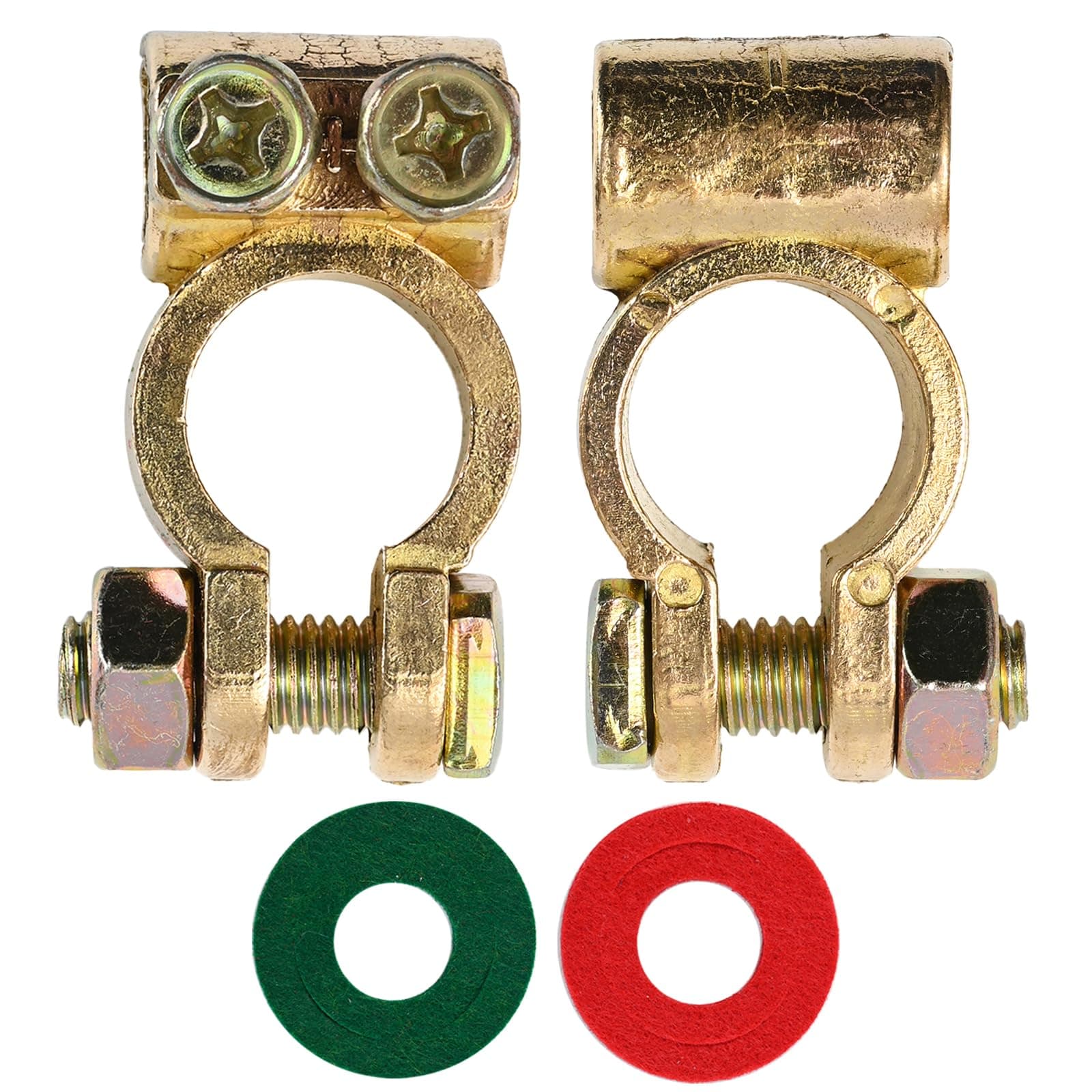 – Battery Disconnect Terminals, Pure Brass Battery Release Connectors with Insulating Gasket,1 Pair Positive & Negative Battery Cable Terminals Connectors for Car Boat RV Truck Motorbike