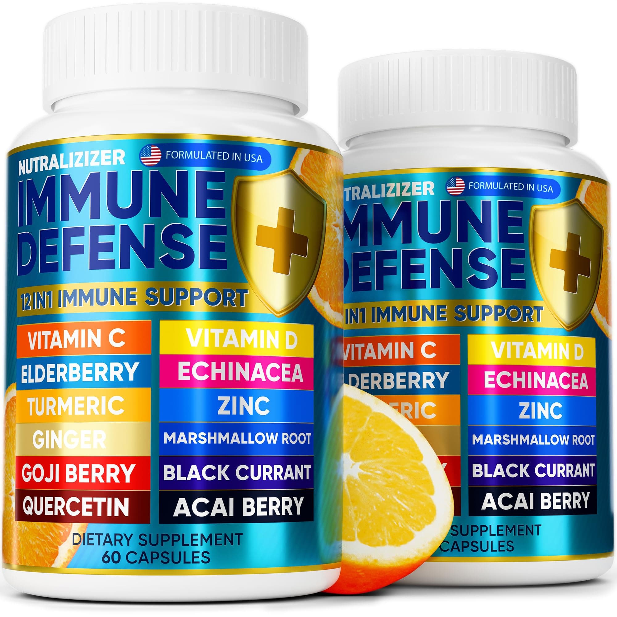 12 in 1 Immune Support Supplement - Immune Defense Vitamins w/VIT D3, Vitamin С, Zinс, Echinacea, Elderberry, Ginger &More - Natural Immunity System Booster - Immune & Muscle Health 120cs