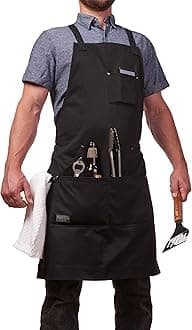 Hudson Durable Goods - Professional Grade Chef Apron for Kitchen, BBQ, and Grill (Black) with Towel Loop + Tool Pockets + Quick Release Buckle, Adjustable M to XXL