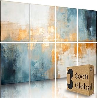 8-Pack Acoustical Wall Panels, 48 X 38 Inches Art Acoustic Panels, Decorative Acoustic Panels, Acoustic Wall Panels, Sound Absorbing Wall Art, Teal Aura