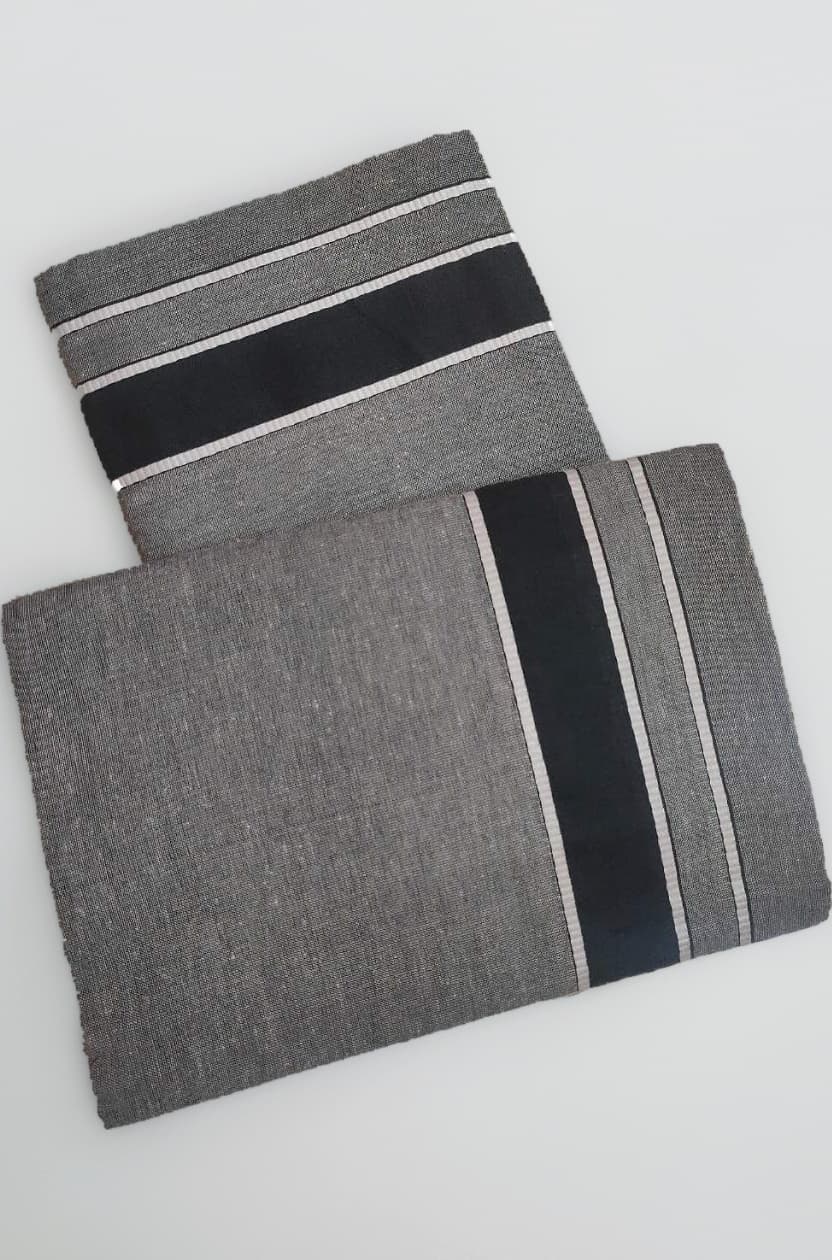 NIRANJ MEN'S COTTON PLAIN LUNG (PACK OF 2) PLAIN COLOR GREY LUNGI(FREE SIZE GREY COLOR LUNGI)