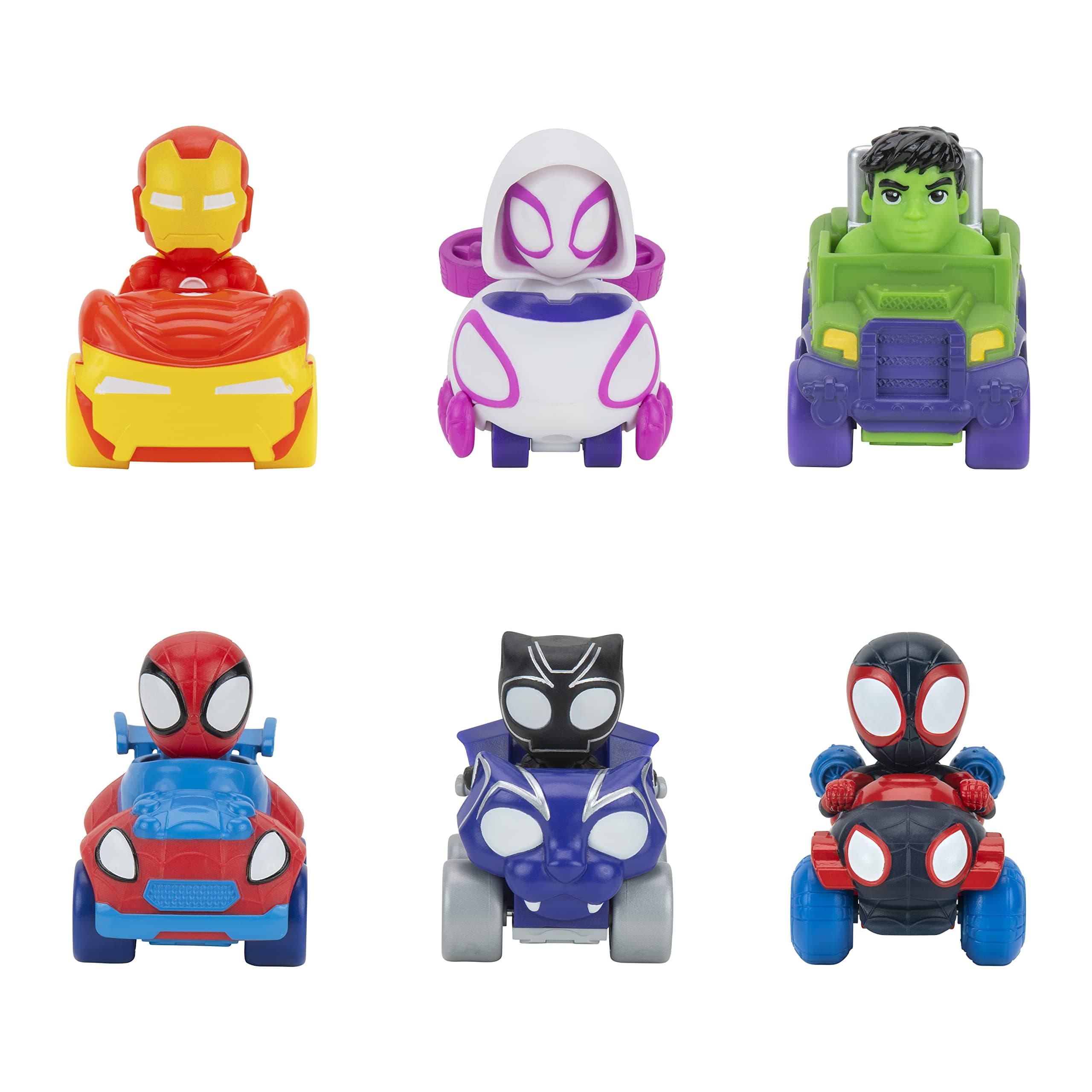 Marvel Spidey and His Amazing Friends 6 Pack - Six 2-Inch Amazing Mini Vehicles - Toys Featuring Your Friendly Neighborhood Spideys - Amazon Exclusive