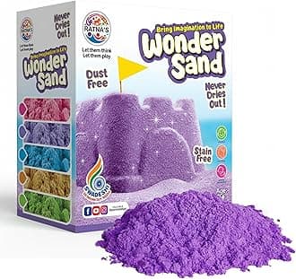 RATNA'S Wonder Sand 500g for Play - Smooth and Non-Sticky Sand for Kids (Purple, 500g) with One Big Mould Inside - Bring The Beach Indoors(Without Tray)