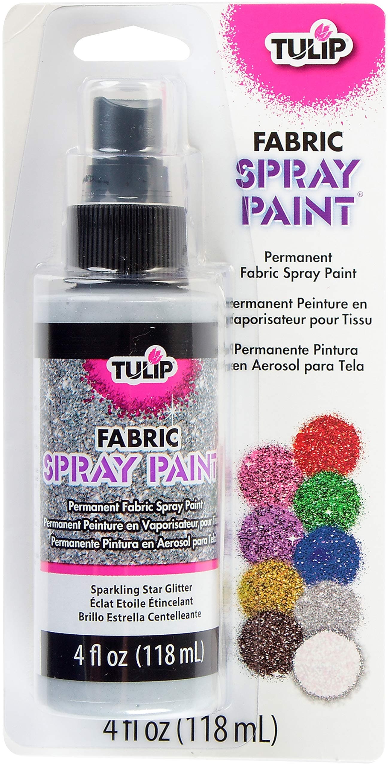 Bulk Buy: Duncan Tulip Fabric Spray Paint 4 Ounces/Pkg-Sparkling Star - White Glitter (3-Pack)