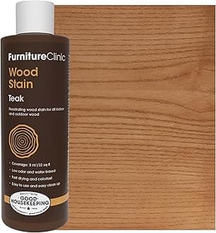 Furniture Clinic Wood Stain (Teak) - Fast drying, highly concentrated and easy to apply - Stain for all wood inside or outside - 250ml