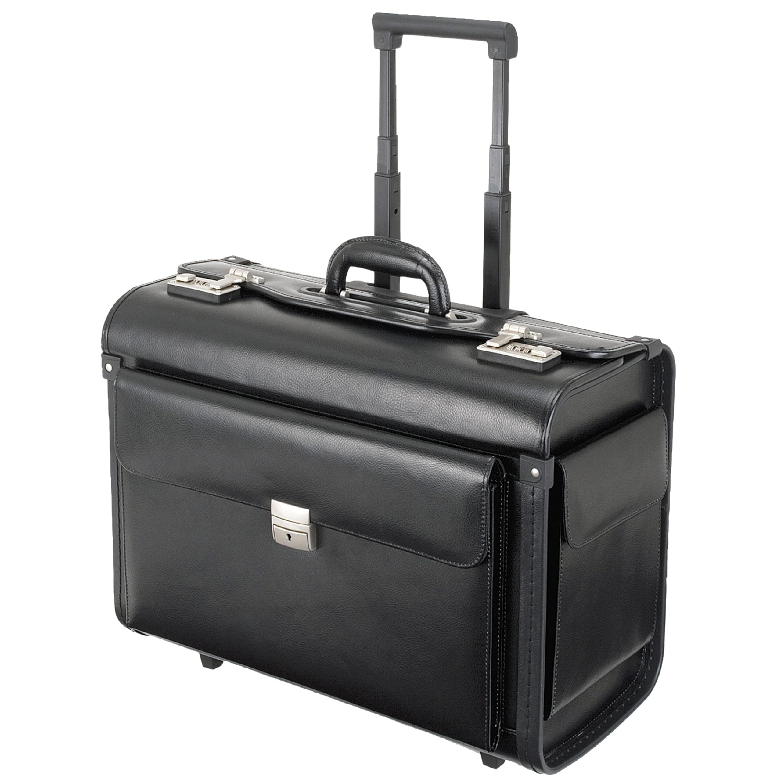 92301 SILVANA - trolley pilot case, wheeled, imitation leather, black