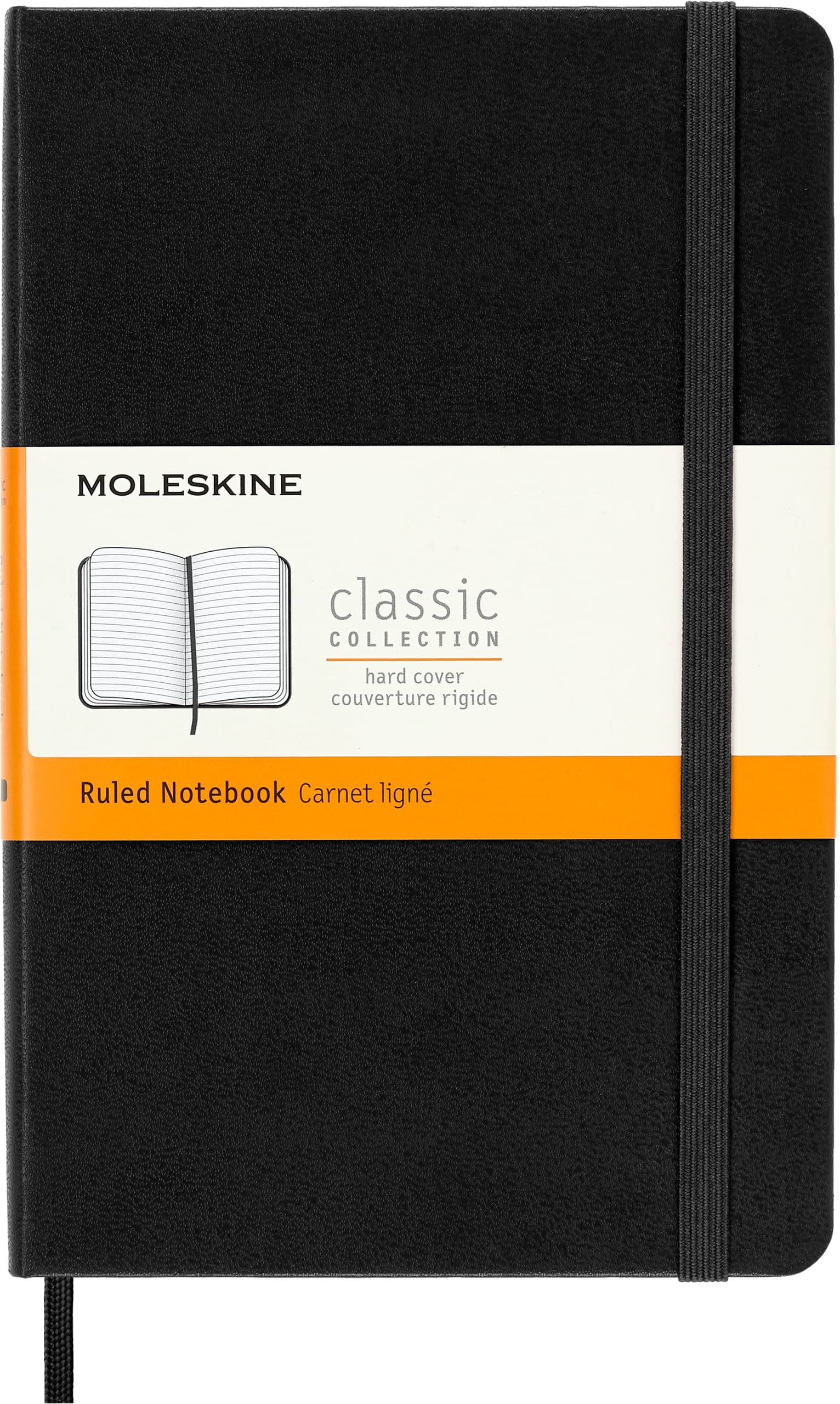 Moleskine - Classic Lined Paper Notebook - Hardcover Journal with Elastic Closure - Black Color - Medium Size 11.5 x 18 cm - 208 Pages