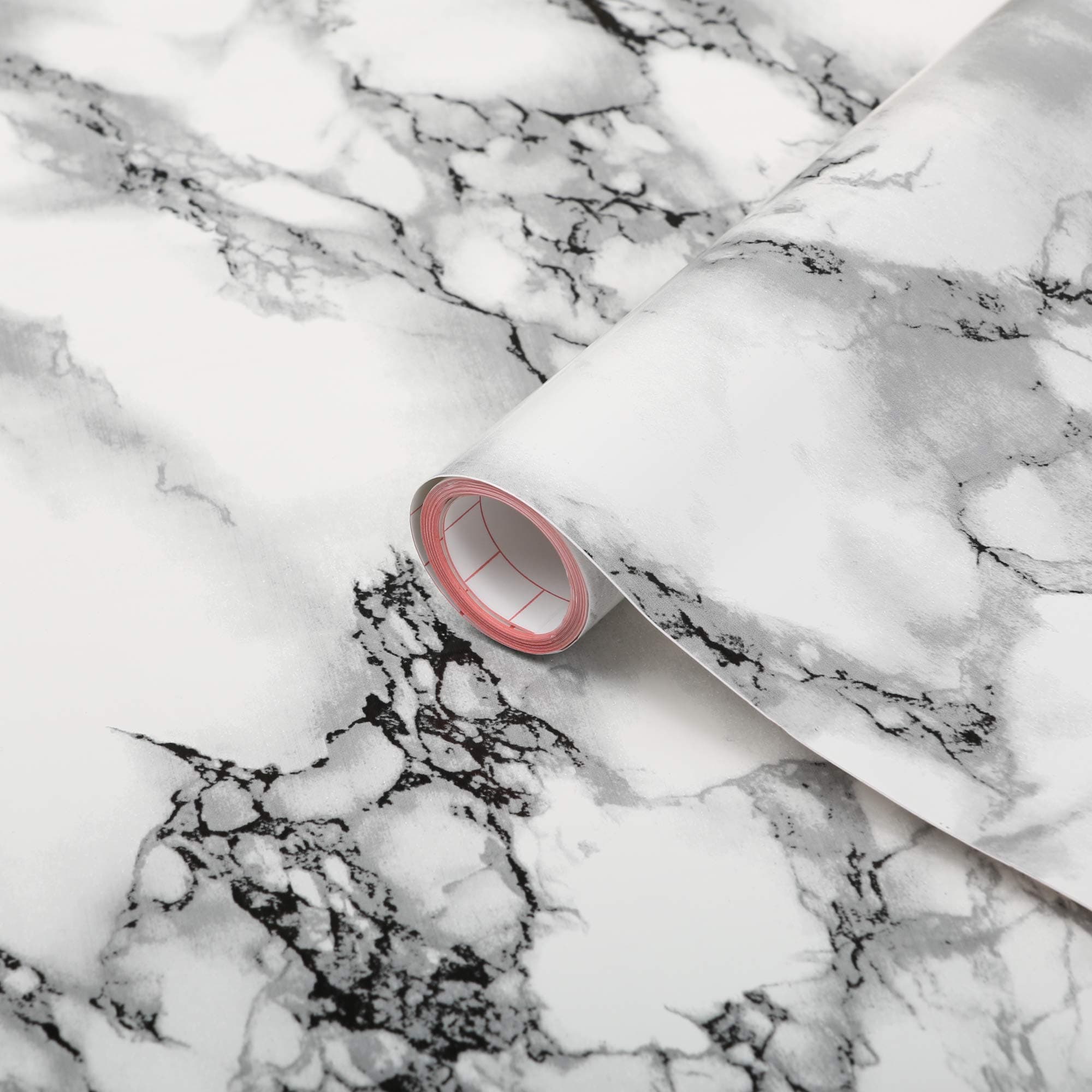 346-0047 Decorative Self-Adhesive Film, Marble White, 17" x 78" Roll