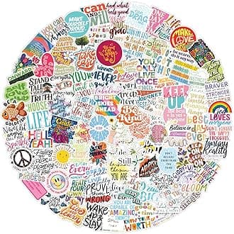 - Pack of 250+ Motivation Inspiration Stickers for Laptop - Waterproof Residue Free Positive Words Motivational Inspirational Quote Sticker