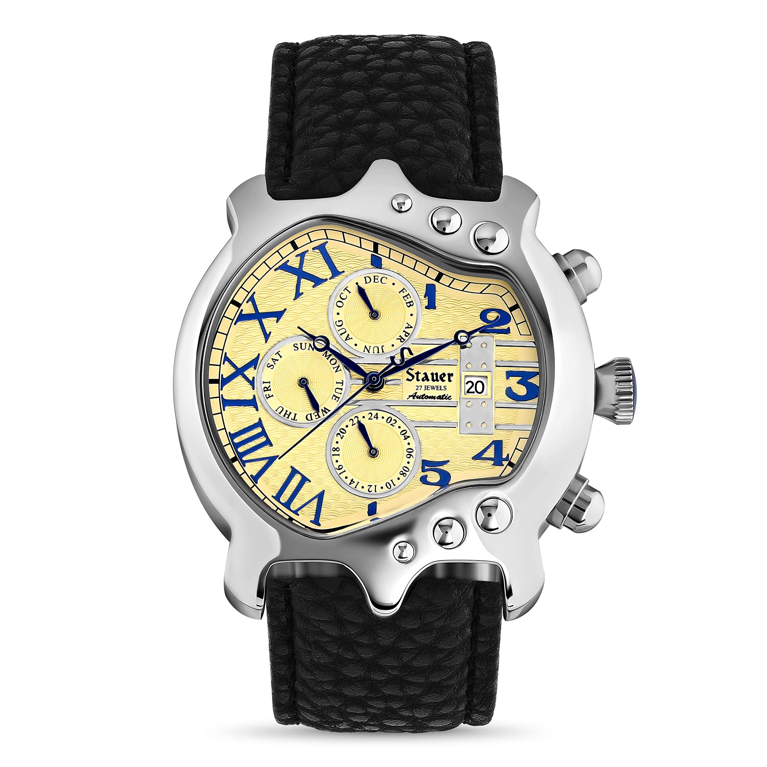 Guitar Automatic Timepiece for Men – Unique Vintage Guitar-Shaped Design with Black Genuine Leather Band and Stainless Steel Case – Elegant Gift for Him