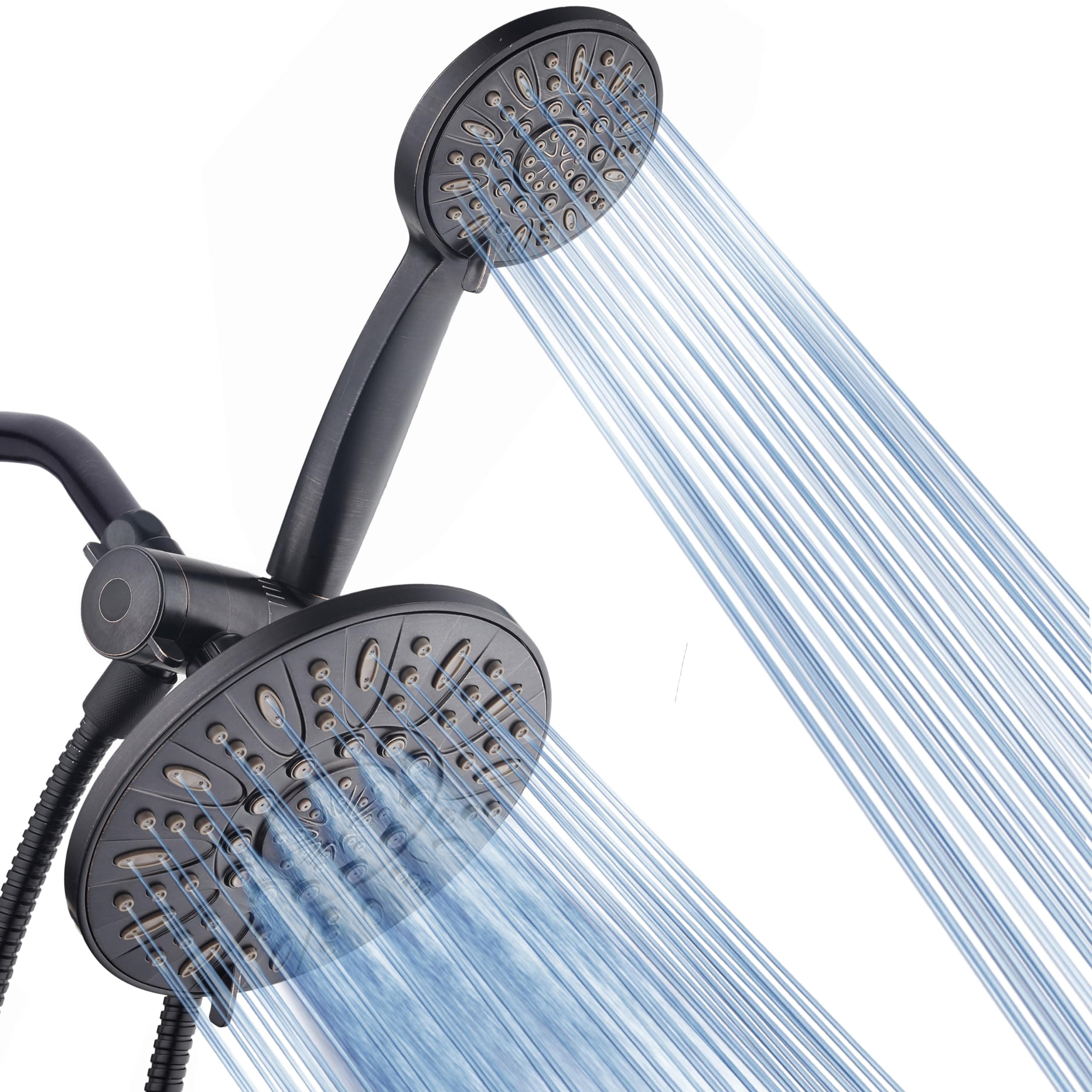 7" Premium High Pressure 3-Way Rainfall Combo with Stainless Steel Hose – Enjoy Luxurious 6-setting Rain Shower Head and Hand Held Shower Separately or Together – Oil Rubbed Bronze Finish