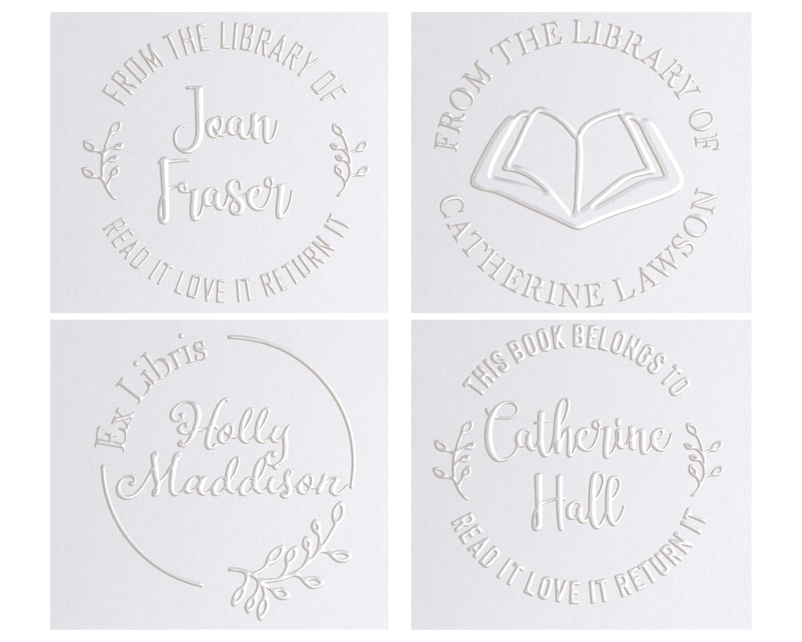 Library Book Embosser Seal Stamp Personalized Customized 1 x 5/8" (Fern)