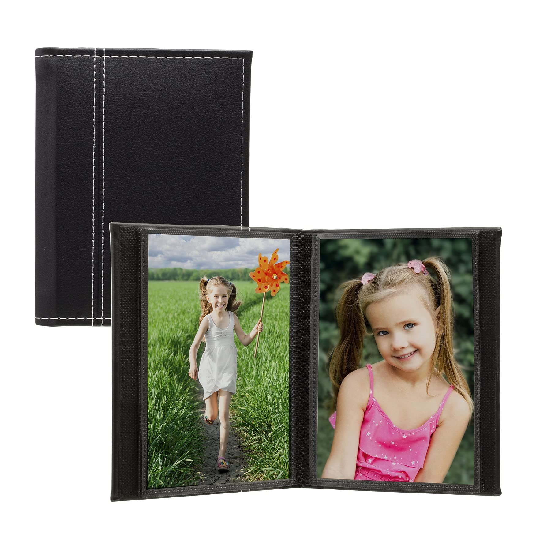 4x6 Black Photo Album with White Stitching - Holds 24 Photos