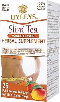 Hyleys Slim Tea Mango Flavor - Weight Loss Herbal Supplement Cleanse and Detox - 25 Tea Bags (12 Pack)