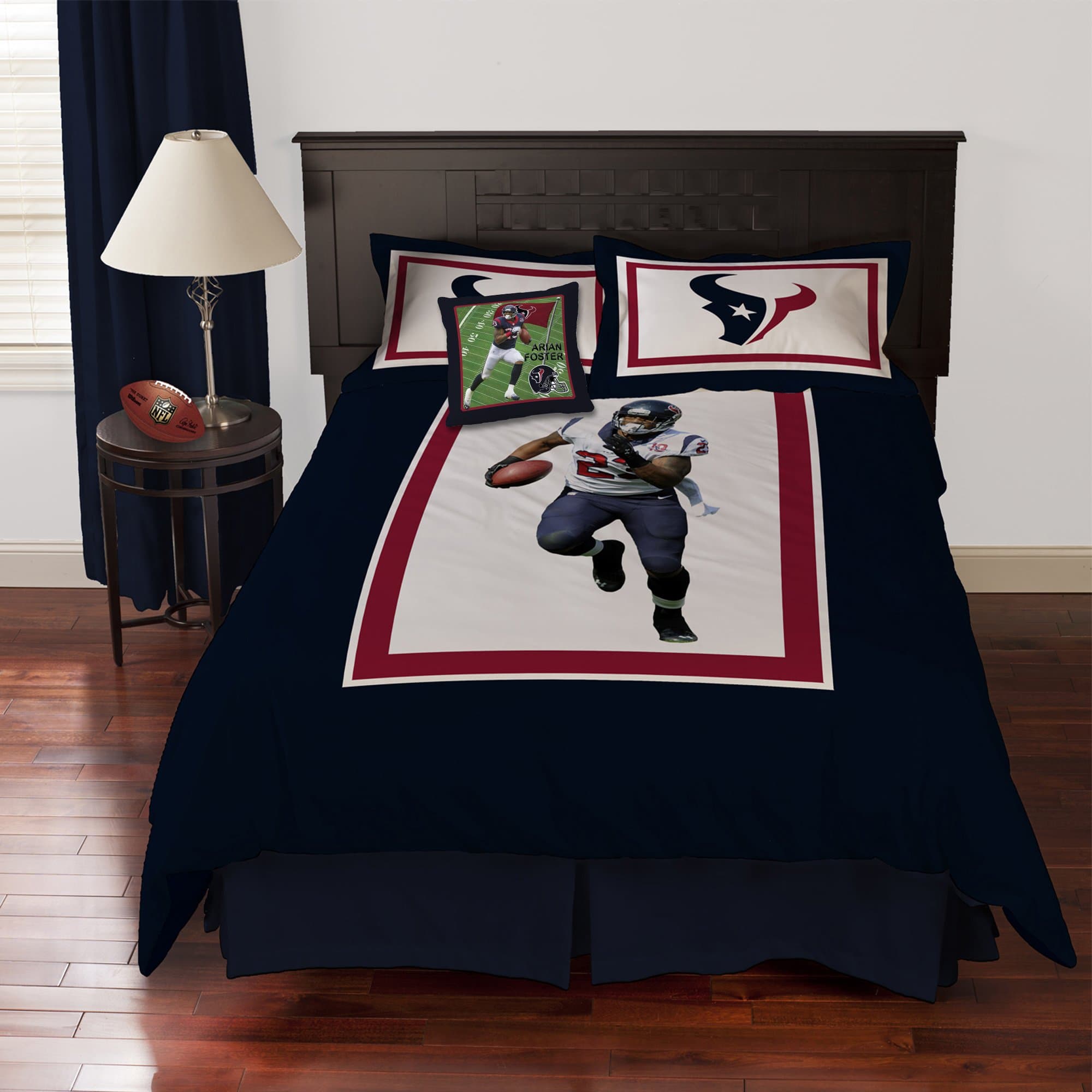 NFL Biggshots Bedding - Texans Arian Foster Comforter Set and Toss Pillow, Full
