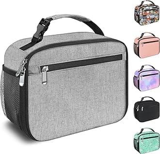 Kids Lunch Box for Boys Girls Lunch Bag Insulated Durable Lunchbox Children Lunch Tote Bag for School Grey