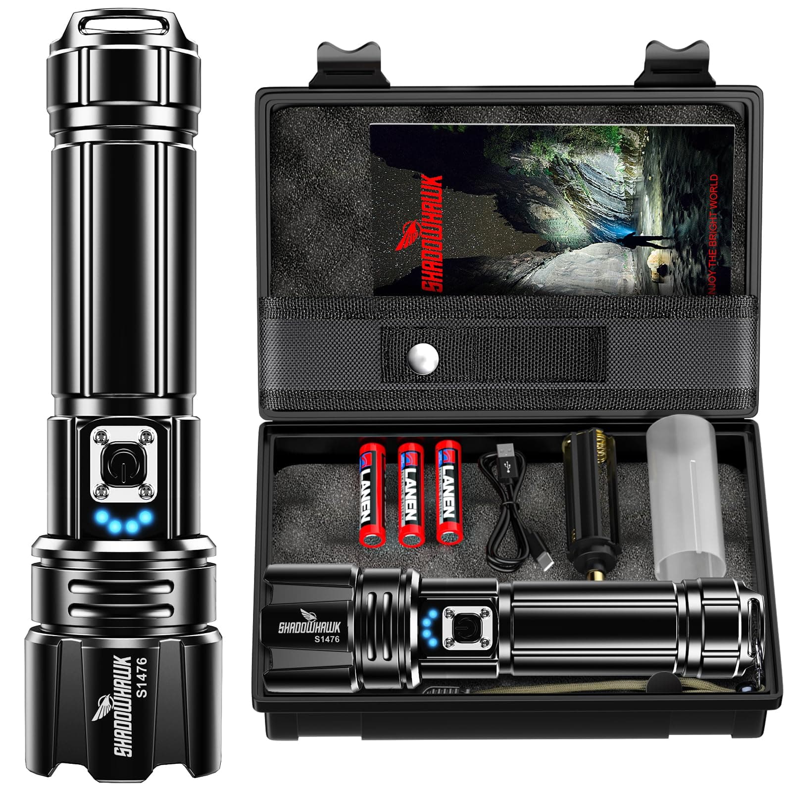 Flashlight 10000 High Lumens Rechargeable - 30W Super Bright LED Flash Light | 5000ft Beam & 12H Long Lasting USB C High Powered Handheld Police Flashlight for Home, Camping, Hiking, Emergency