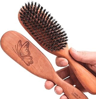 100% Pure Calcutta Boar Bristle Hairbrush for Natural Healthy Hair, Stiff Bristle, Made in Germany's Black Forest