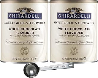 Guong Ghirardelli Sweet Ground White Chocolate Gourmet Flavored Powder 3.12 Pound (Pack of 2) with Ghirardelli Stamped Barista Spoon