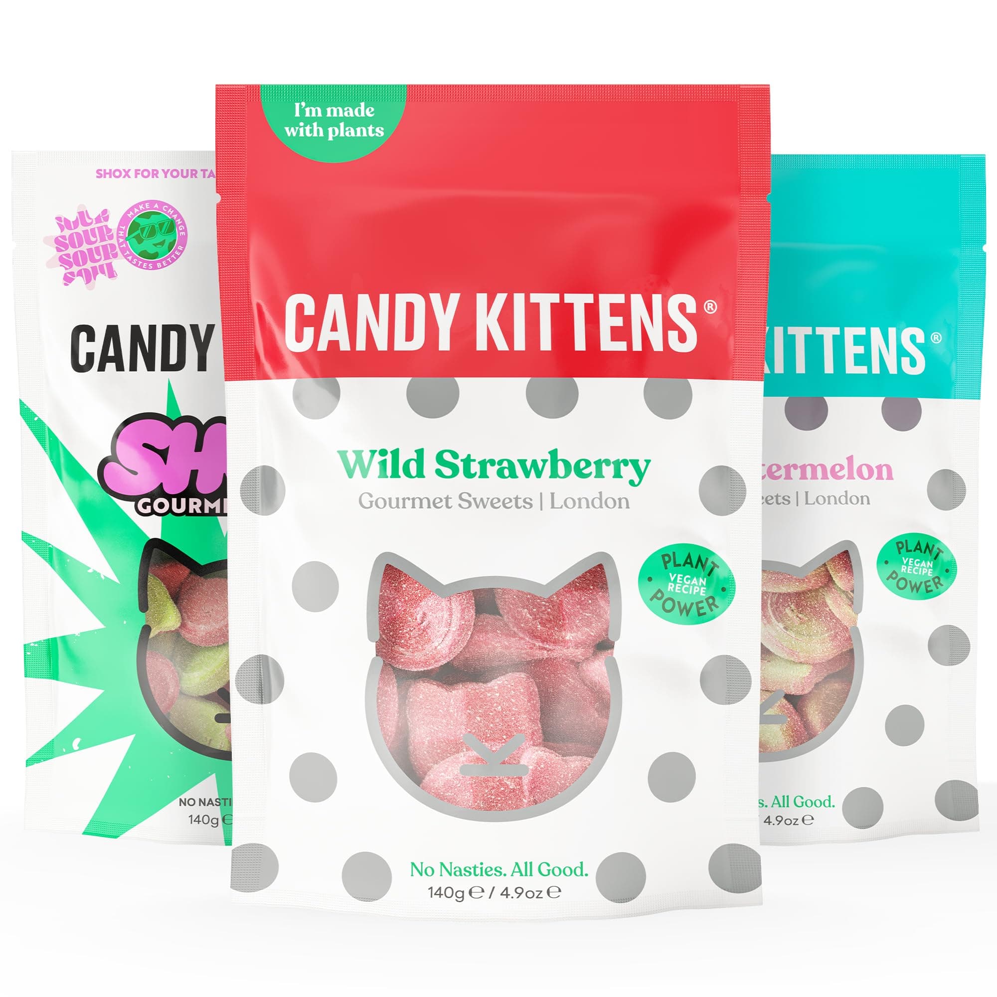 Candy Kittens Vegan Sweets Mini Luxe Selection – Plant-Based Vegan Treats with Fruity Flavour, No Nasties, Made with Real Fruit Juice – Ideal Snacks for Sweet Hampers & Pick and Mix – 140g Pack of 3
