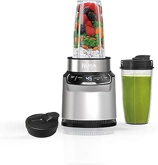 Ninja Stainless Steel (BN401) Nutri Pro With Auto-Iq, 1100-Peak-Watt, Personal Blender, Cloud Silver, 1000 Watts