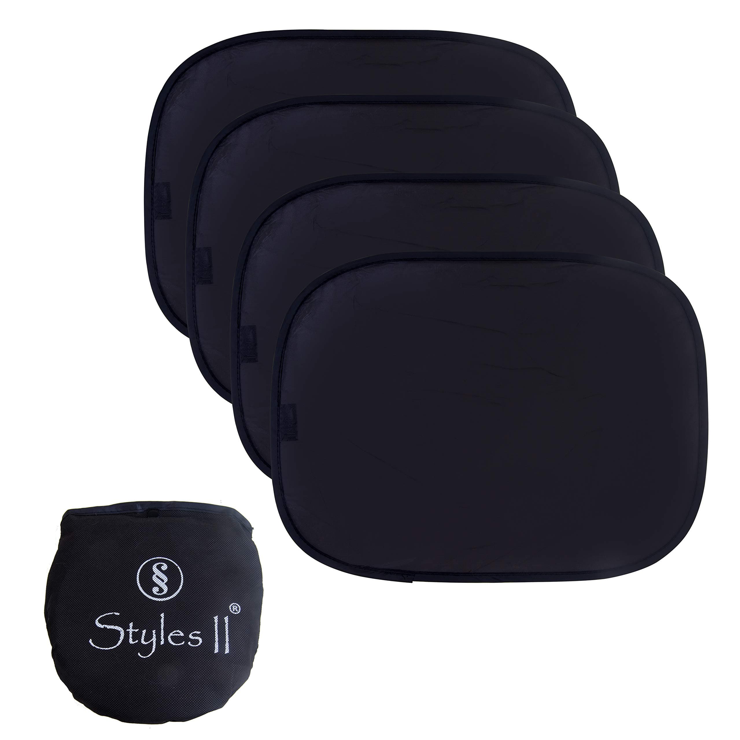 Styles II Car Window Sun Shade (4 Pack) 19"x14" Cling Sunshade for Car Windows - Sun, Glare and UV Rays - 80 GSM Maximum Protection for Your Child - Baby Side Window Car Shades