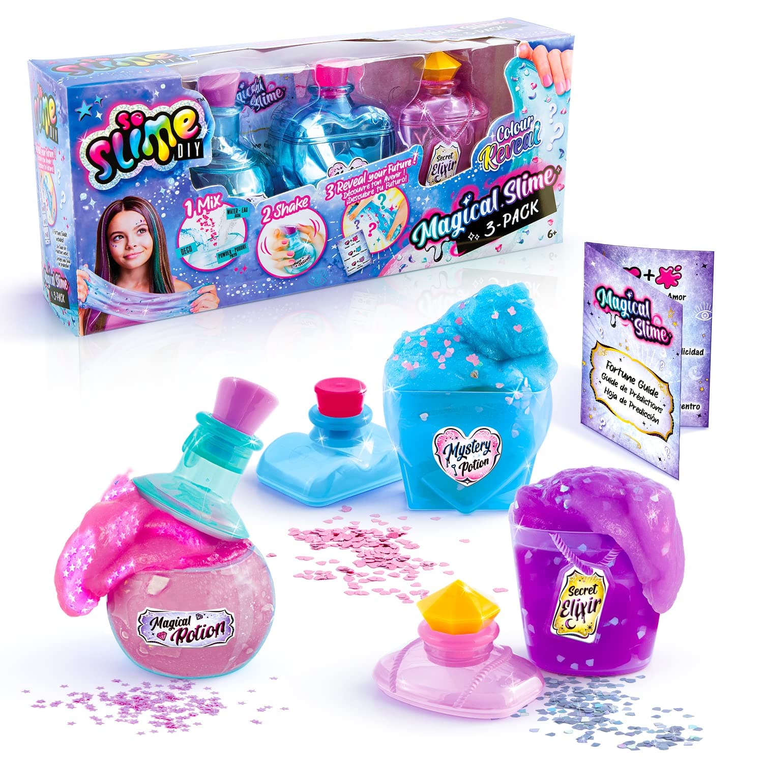 Magical Slime 3 Pack, Colour Reveal DIY Slimes, Potion Bottle Shakers, Potion Recipes & Decorations! Gifts for kids Ages 6+. | So Slime