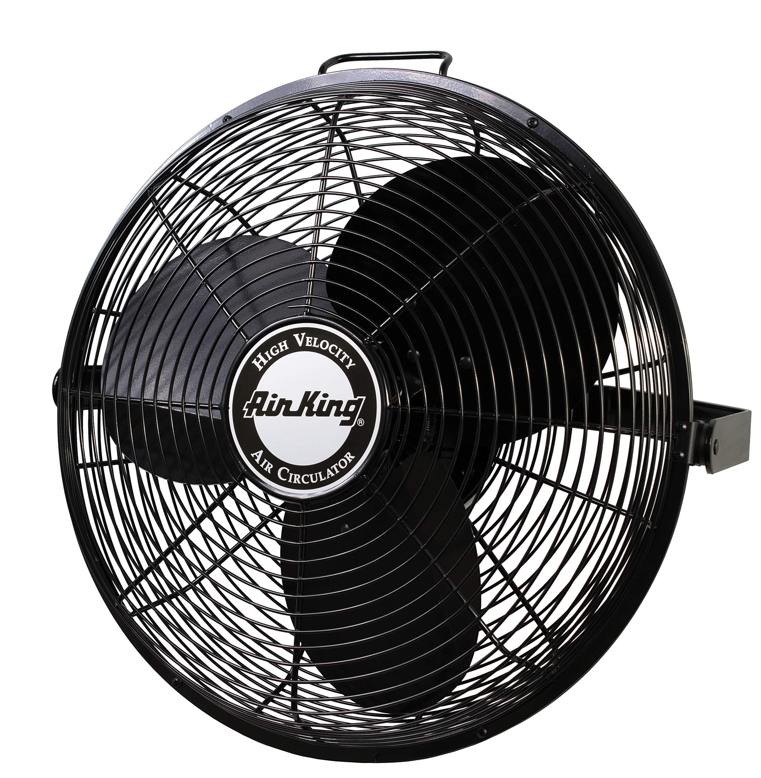 Air King 18-Inch 1/6 HP Industrial Grade High Velocity Multi Mount Fan with 3-Speeds, Pivoting Fan Head, Durable Powder-Coated Steel Blades and Guards, for Industrial & Commercial Spaces, 9318, Black