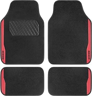 SpeedSeries Carpet Car Floor Mats Set - Versatile Fit for Cars, Trucks, SUVs, Vans Red Trim Racing Design Car Mat Full Set Tapetes para Carro - Set of 4, Black & Red Car Carpet Mats