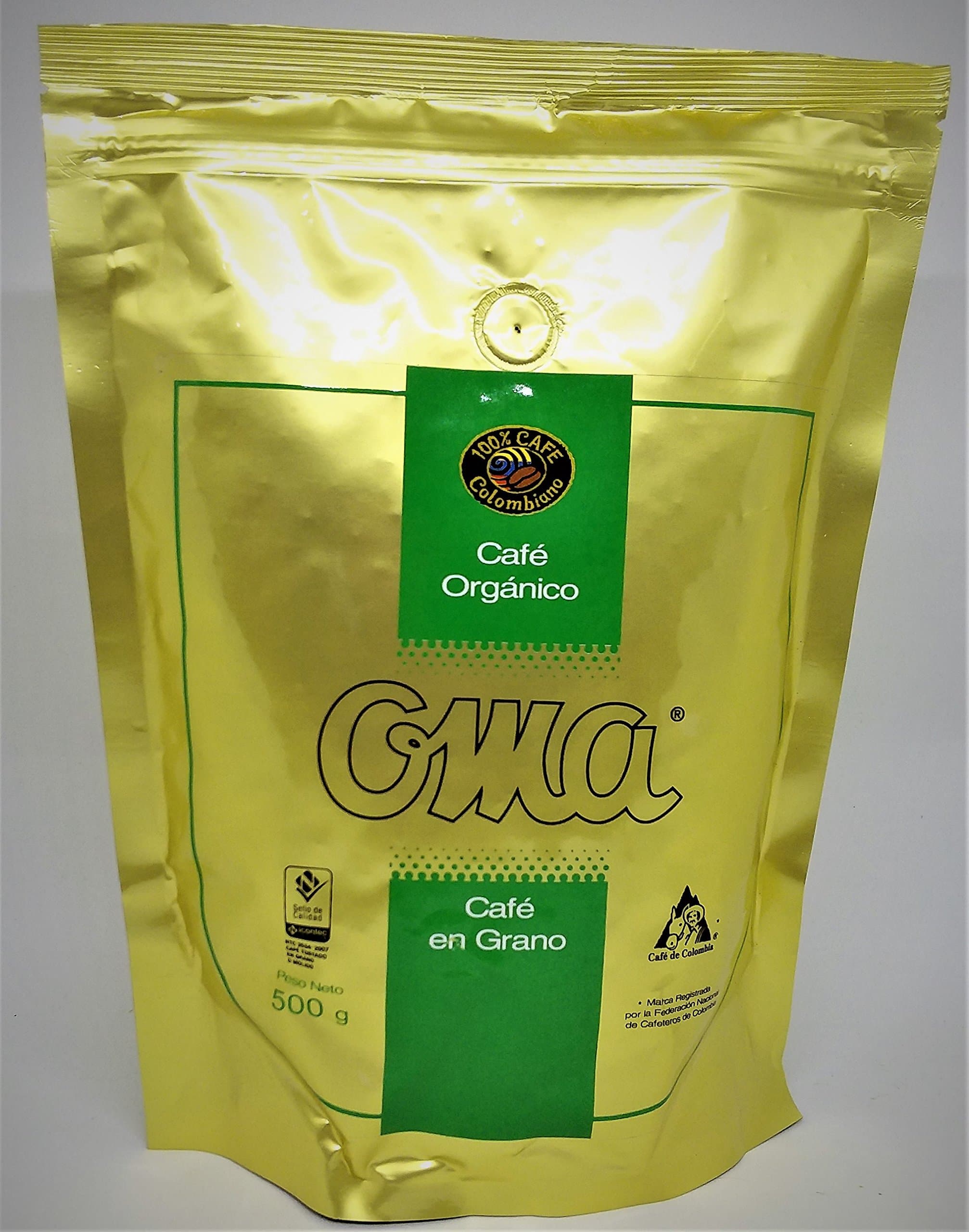 Organic Coffee OMA Whole Beans 500g /17.6 oz , Medium Roasted Colombian Organic Coffee Beans 100% Arabica Coffee