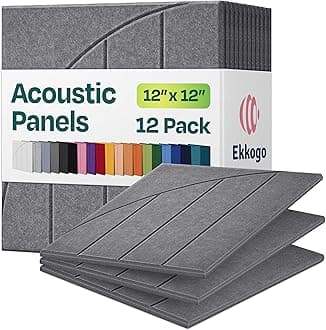 Acoustic Panels 12-Pack Soundproof Wall Panels 12"x12"x0.4" Decorative Sound Dampening for Your Home, Office, Studio, Bedroom & More with Unique ModuArc Carving [Pebble Gray]
